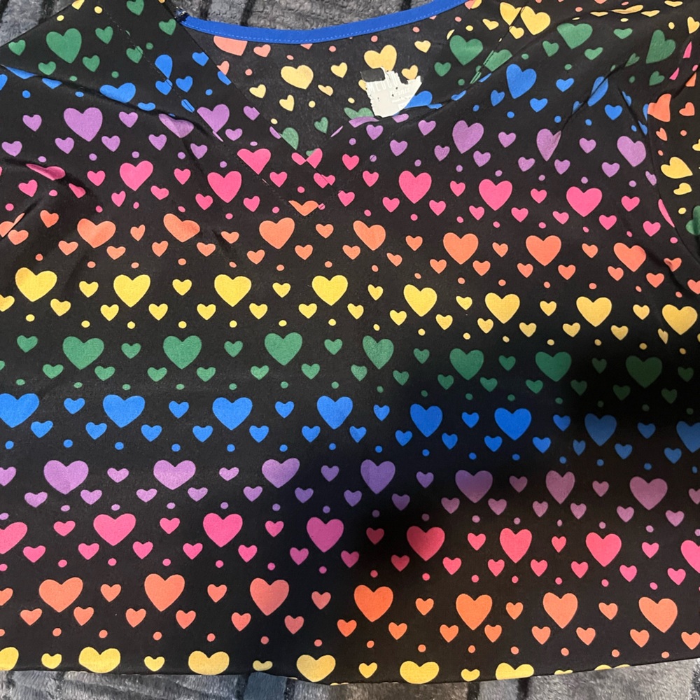 Colorful Heart Pattern scrub top